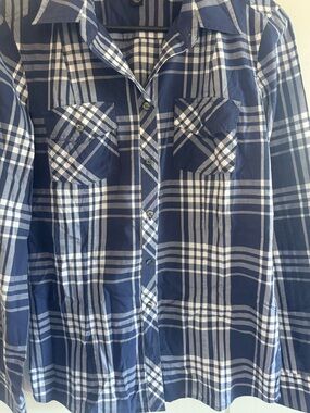 Banana Republic Blue and White Plaid Button-Down Shirt